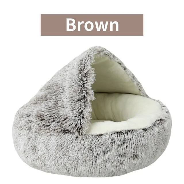 Lit rond douillet en peluche pour chat