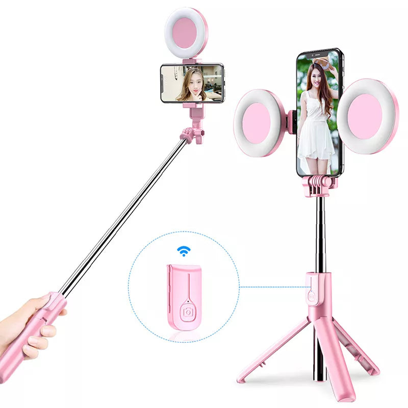 Perche à selfie trépied portable avec lumière