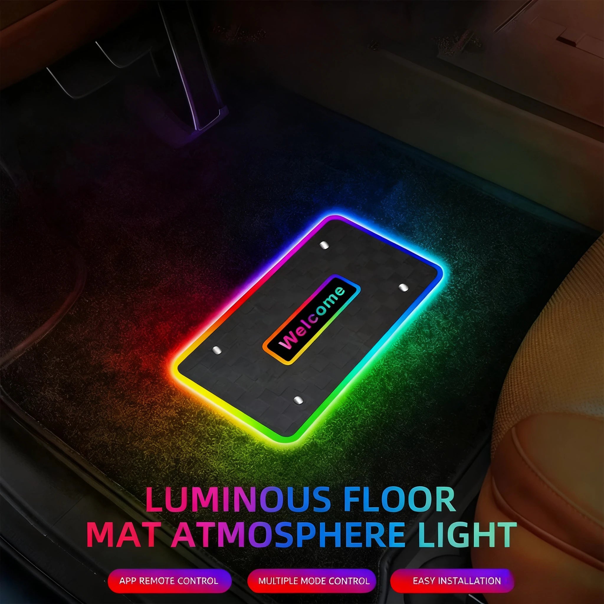 Tapis de sol lumineux personnalisé pour voiture