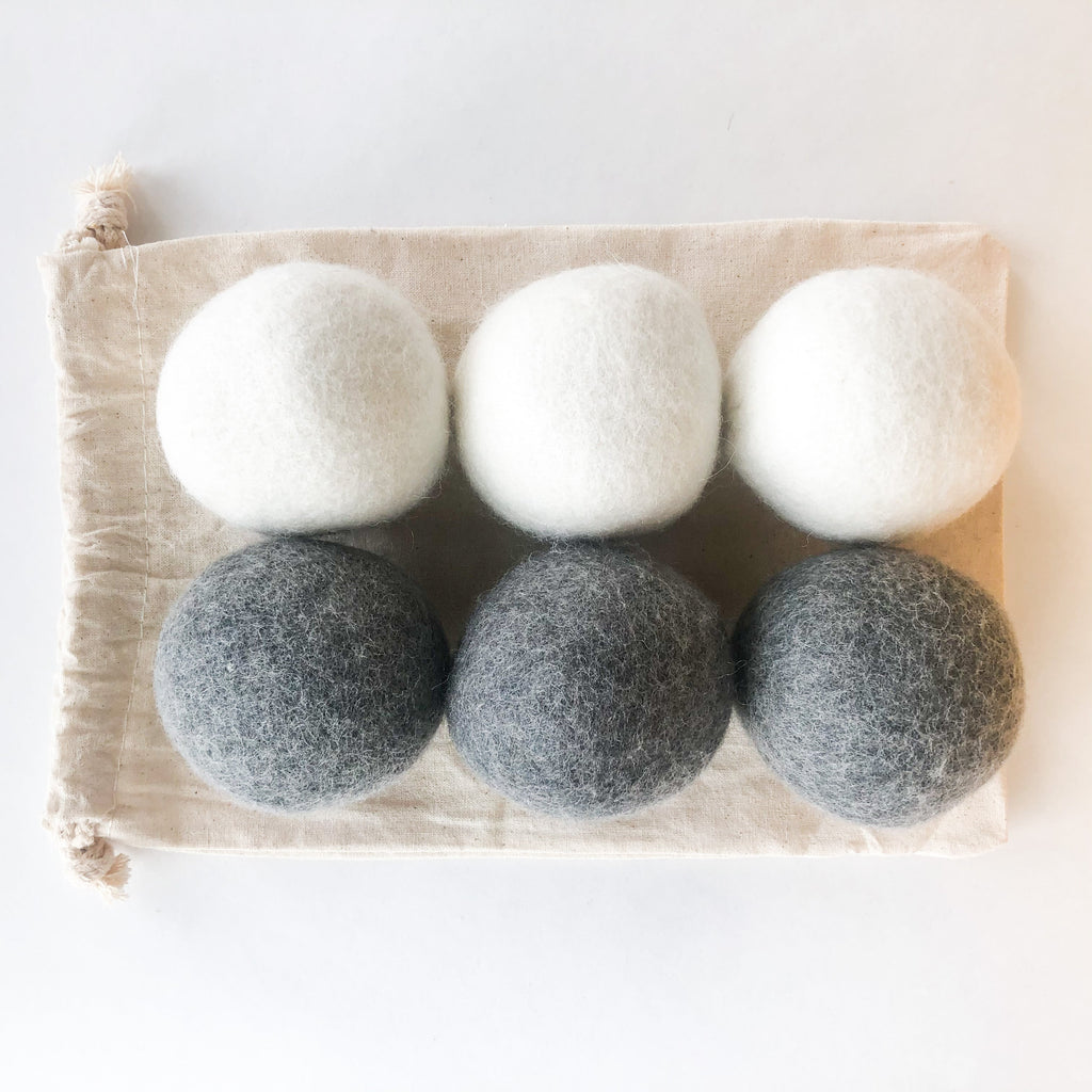 Reusable Wool Dryer Balls, Set of 6 with Cotton Bag