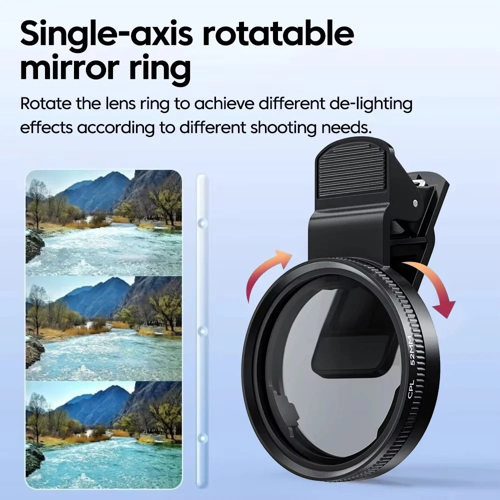 52mm Clip-On CPL Phone Lens Filter