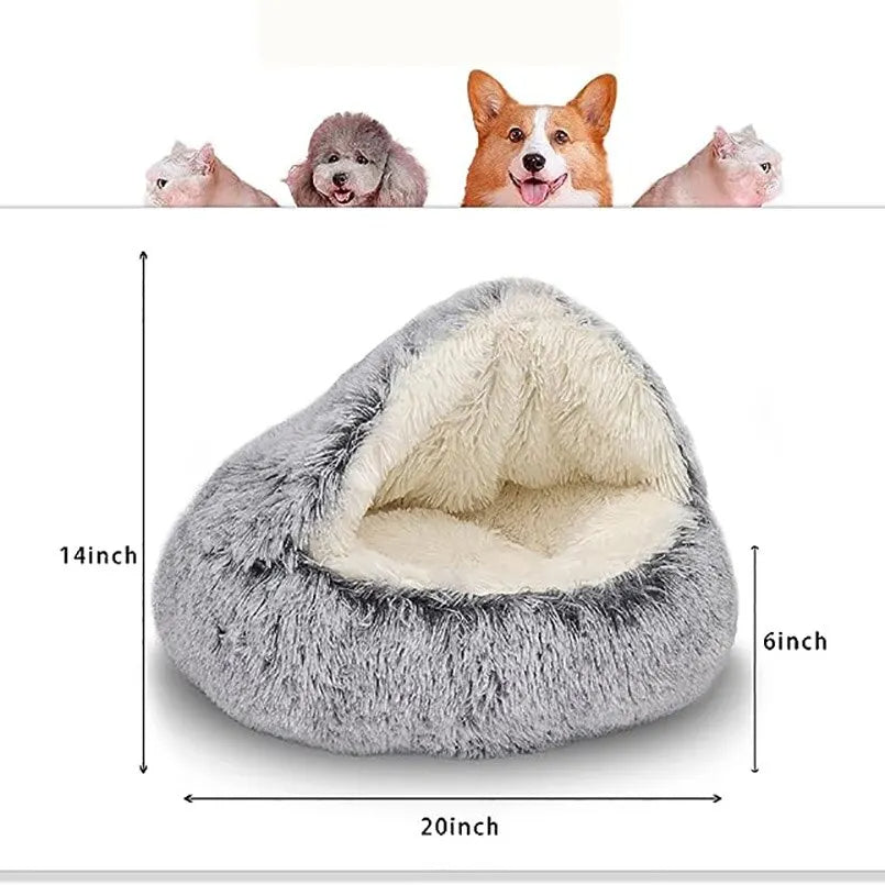 Lit rond douillet en peluche pour chat