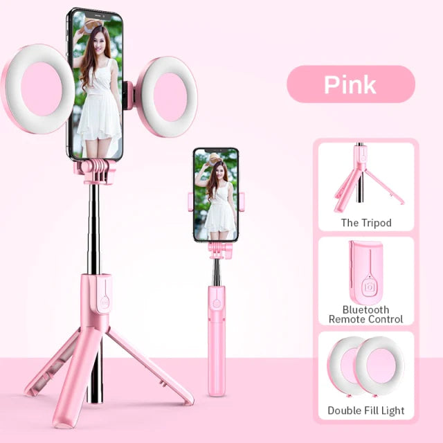 Perche à selfie trépied portable avec lumière