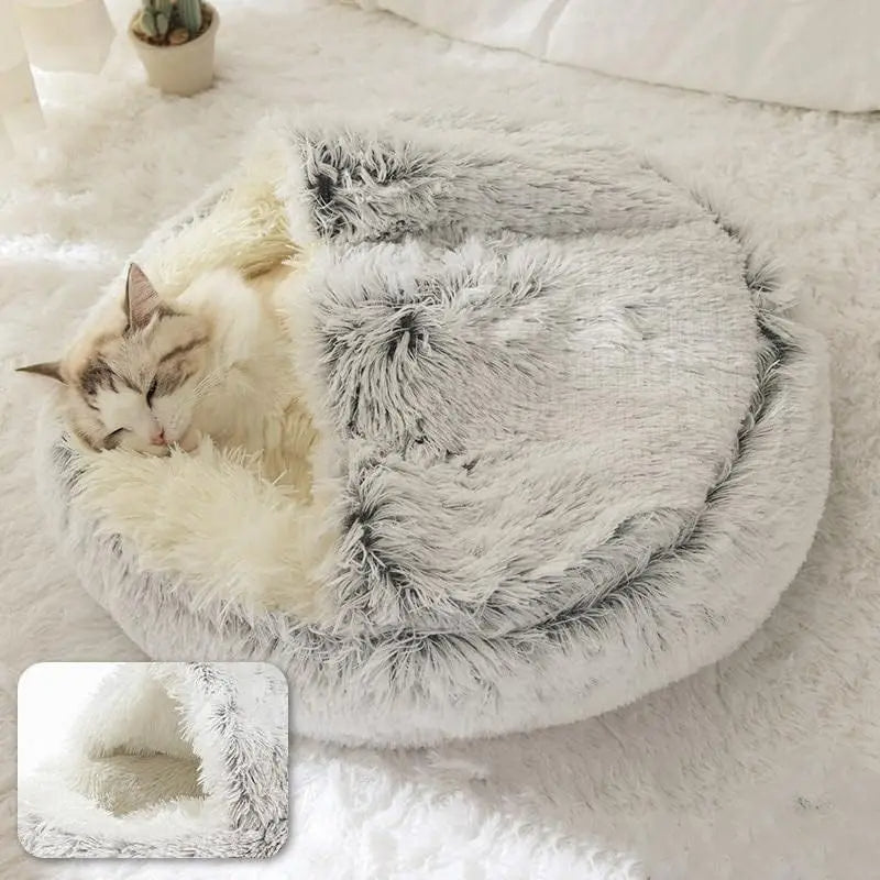 Lit rond douillet en peluche pour chat