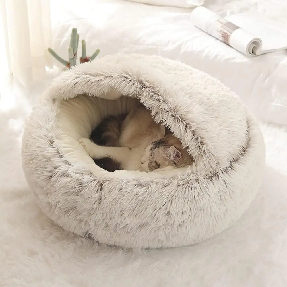 Lit rond douillet en peluche pour chat