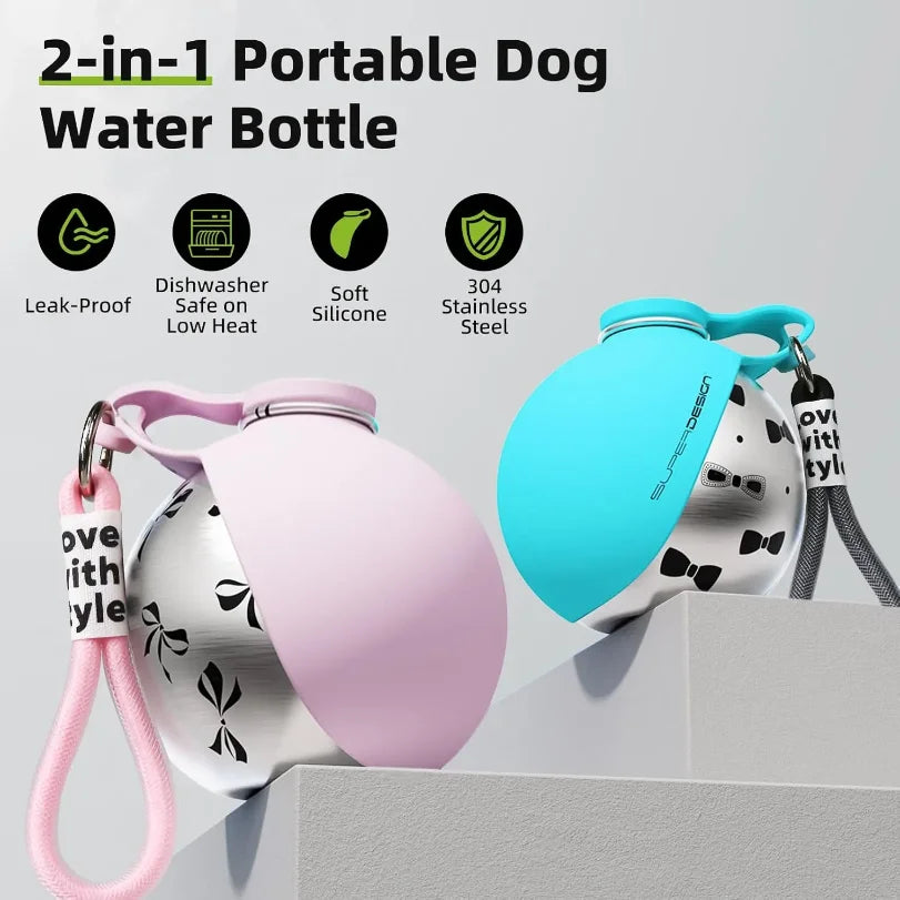 Portable Dog Water Bottle with Bowl