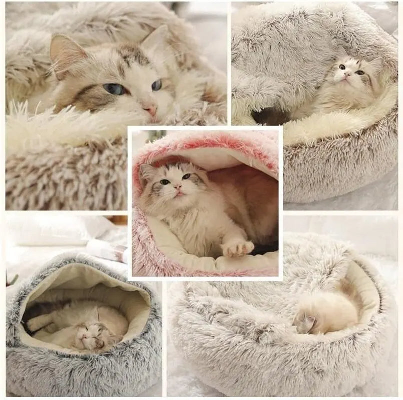 Lit rond douillet en peluche pour chat