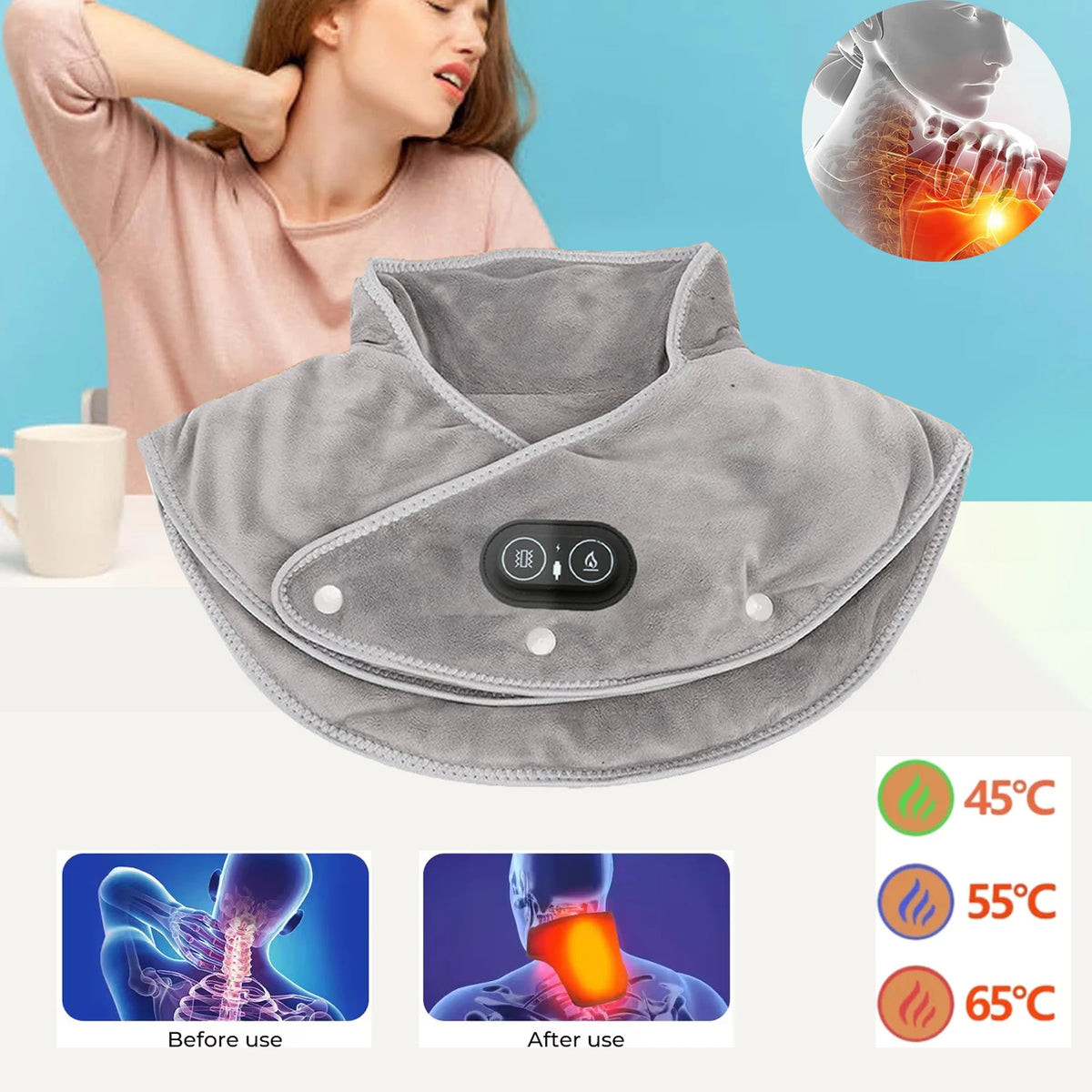 Coussin chauffant électrique pour les épaules et le cou