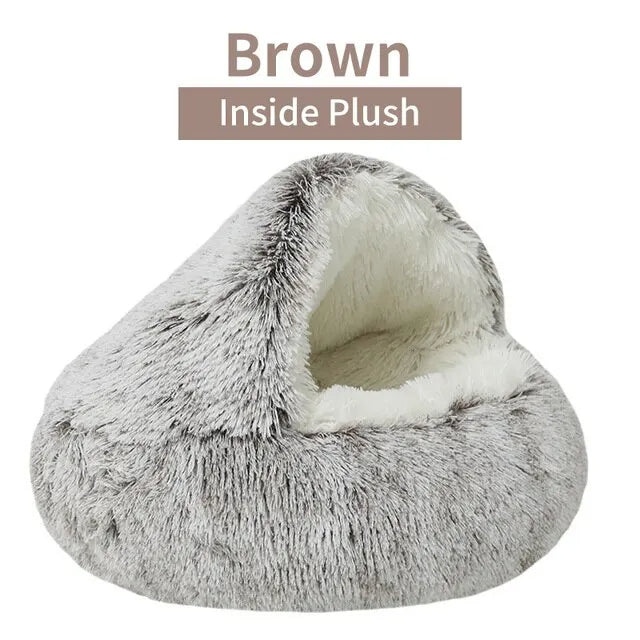 Lit rond douillet en peluche pour chat