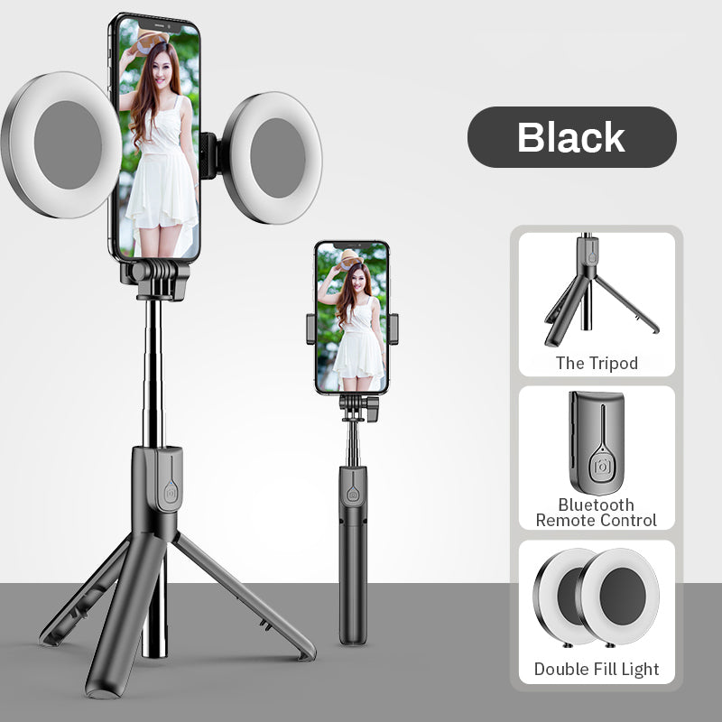 Perche à selfie trépied portable avec lumière
