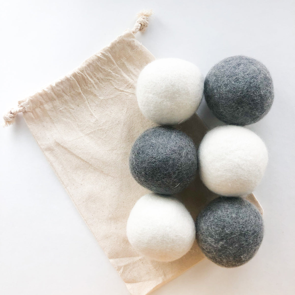 Reusable Wool Dryer Balls, Set of 6 with Cotton Bag
